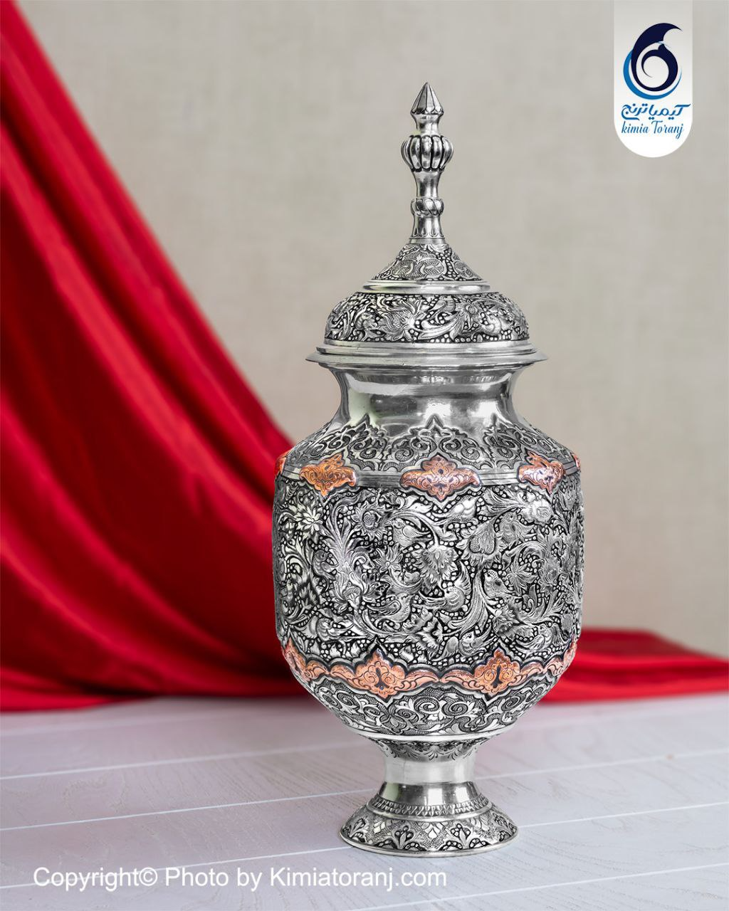 گز خوری قلم زنی تک پایه گل و مرغ و اسلیمی