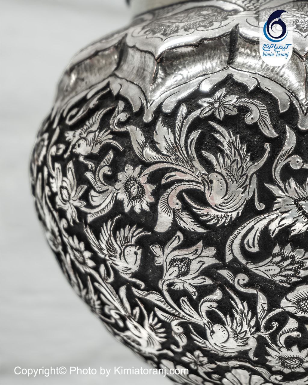 شکلات خوری قلم زنی تک پایه گل و مرغ