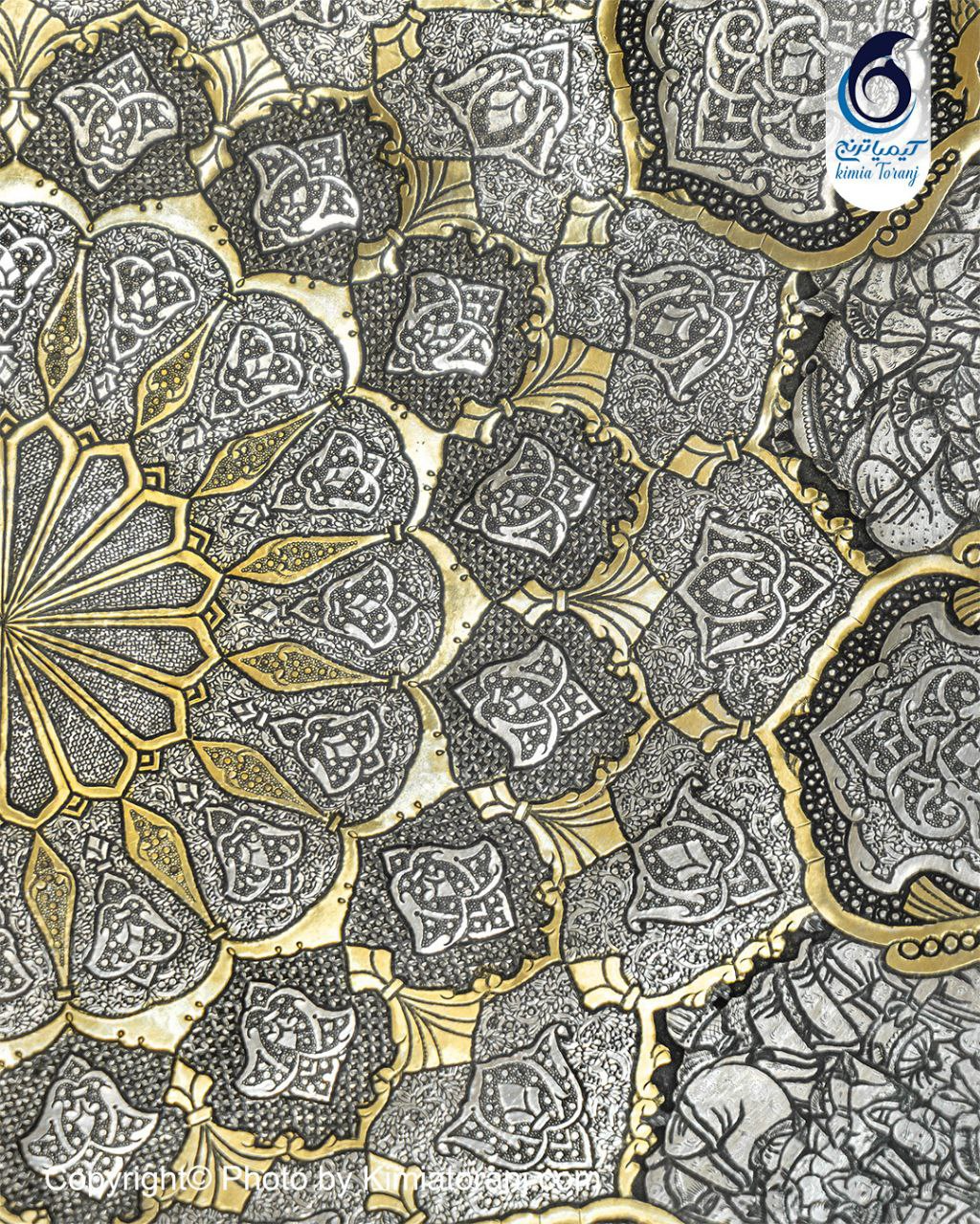 کاسه بشقاب قلم زنی گل و مرغ و اسلیمی و صورت