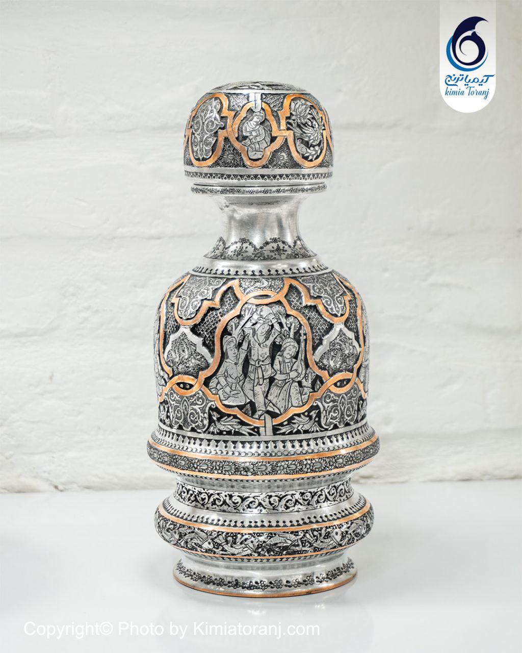 چایدان قلم زنی اسلیمی و گل و مرغ