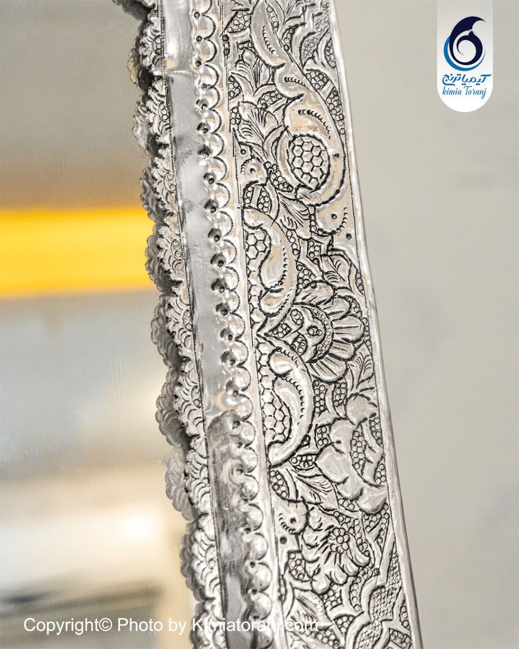 آینه شمعدان چهارگوش 65 شبه نقره قلم اسلیمی