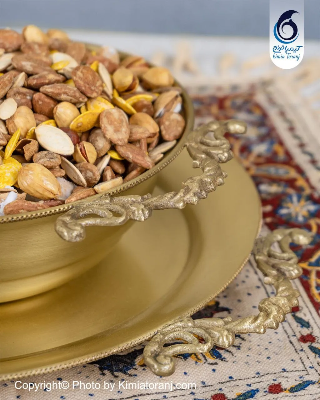 ست آجیل خوری ساده بدون پایه دسته دار برنجی