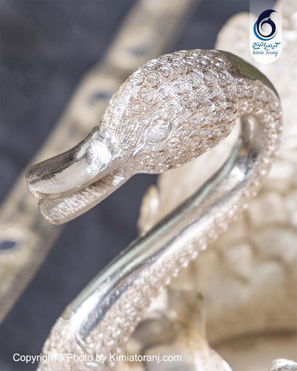 قو سایز 5 شبه نقره قلم گل و مرغ