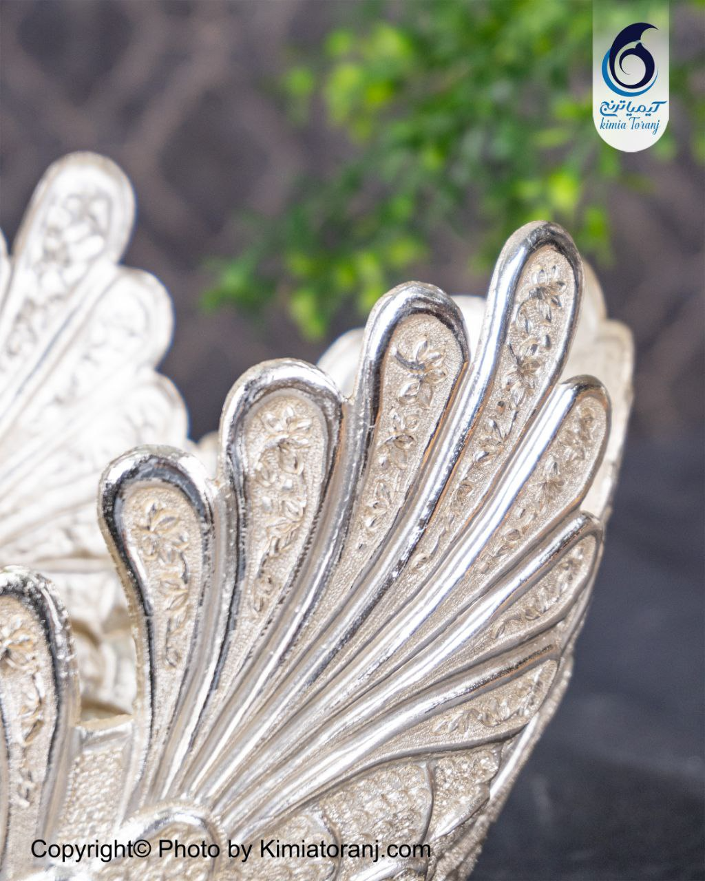 قو سایز 5 شبه نقره قلم گل و مرغ