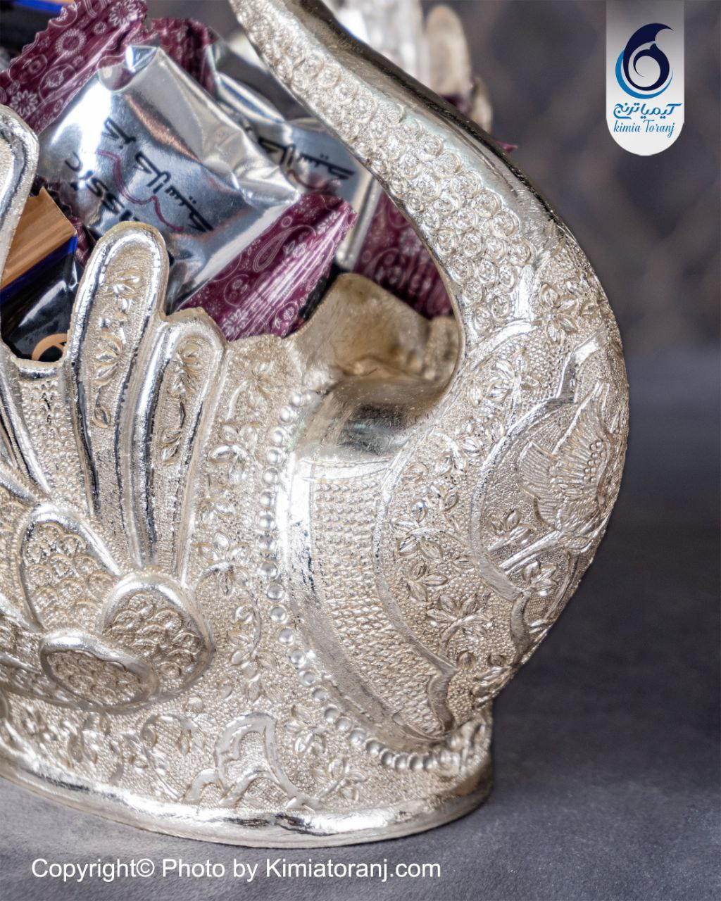 قو سایز 5 شبه نقره قلم گل و مرغ