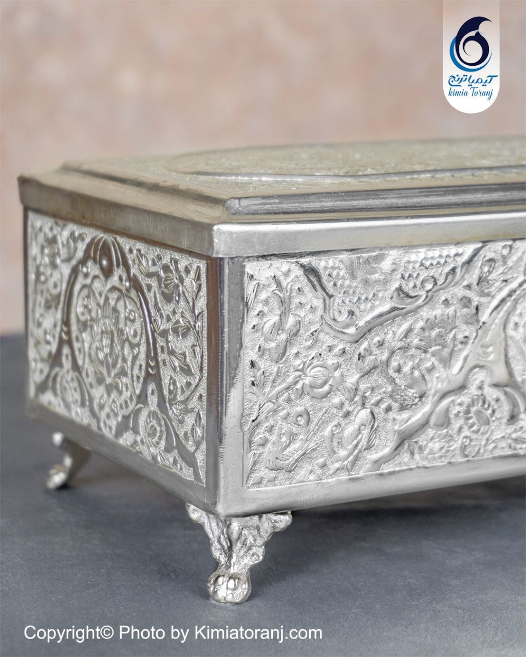 جا قاشق چنگالی شبه نقره قلم گل و مرغ