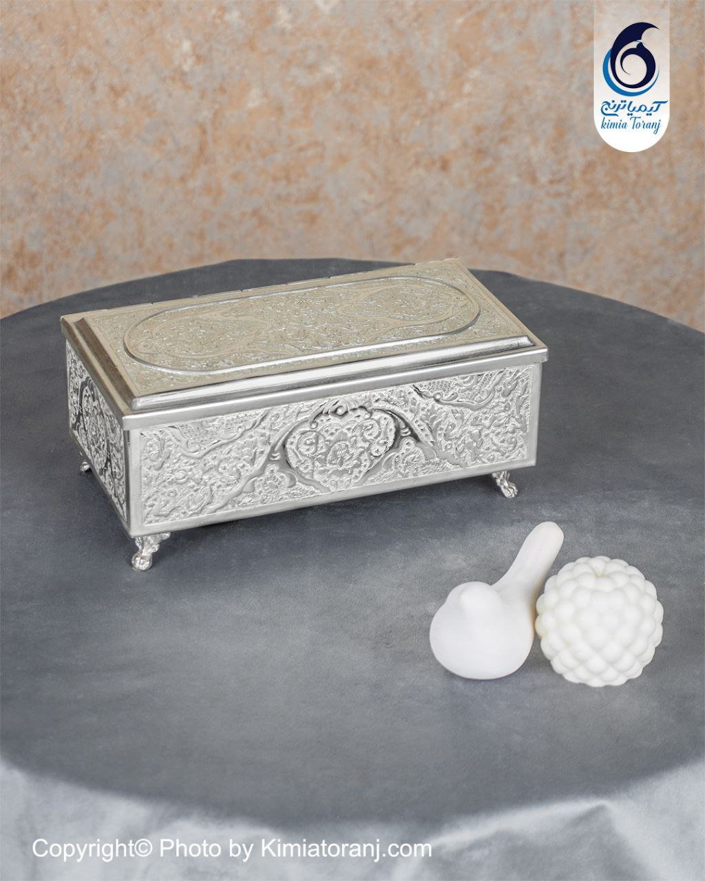 جا قاشق چنگالی شبه نقره قلم گل و مرغ