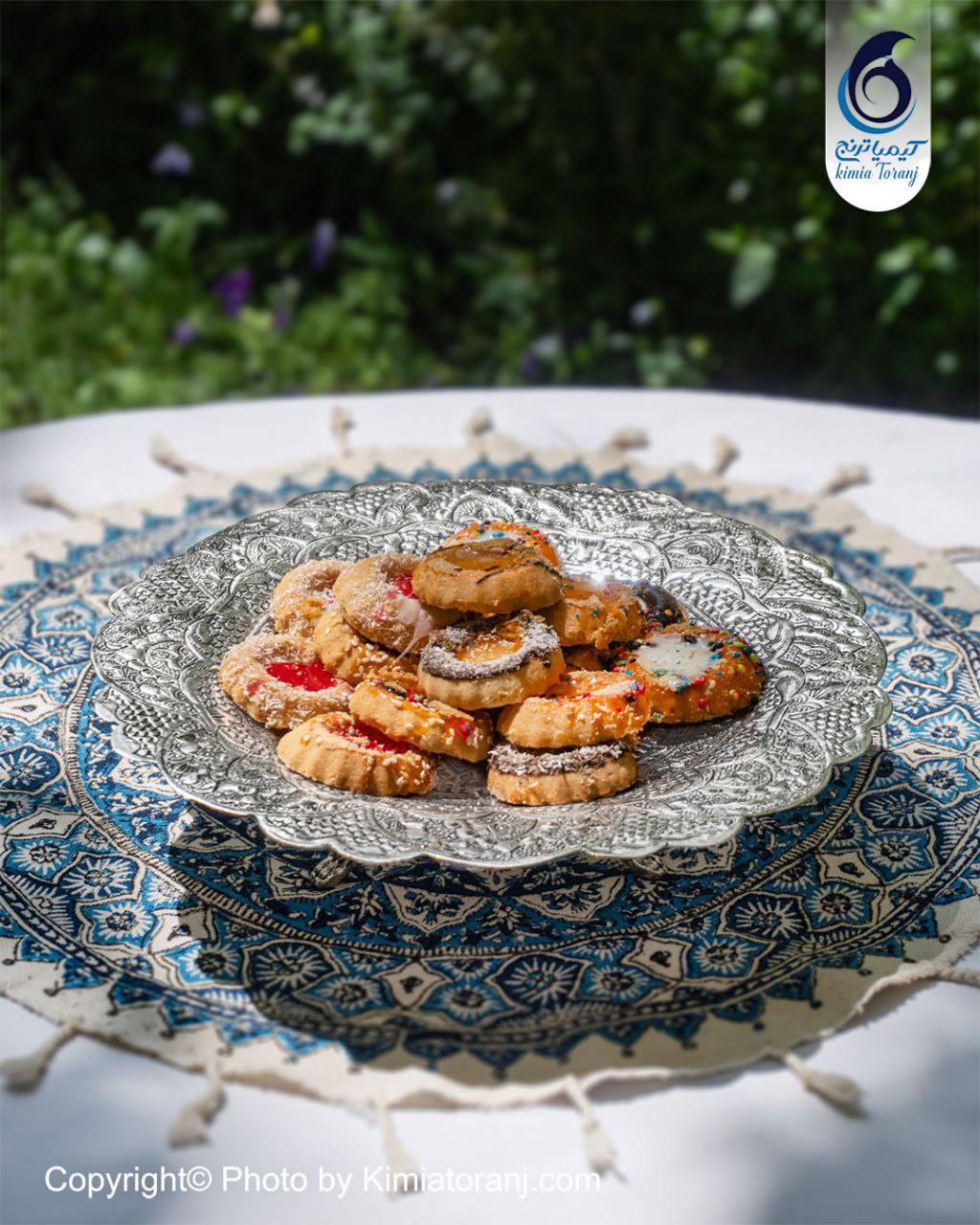 شیرینی خوری شبه نقره سه پایه قلم اسلیمی