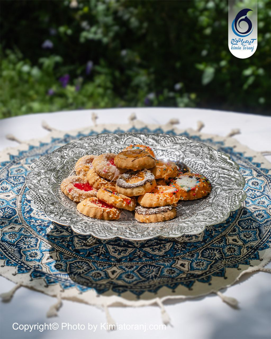 شیرینی خوری شبه نقره سه پایه قلم اسلیمی