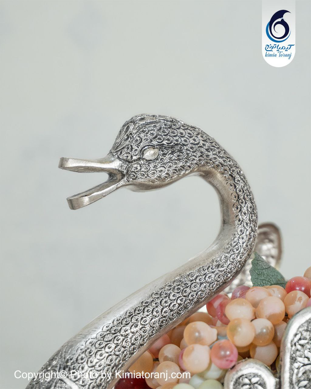 قو سایز 7 شبه نقره قلم گل و مرغ