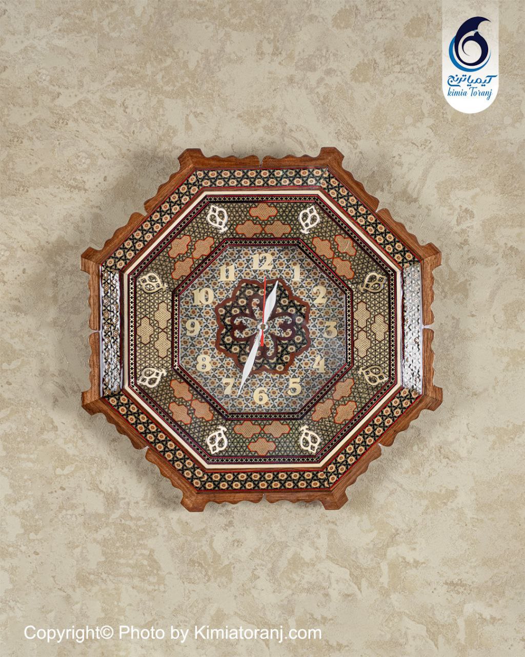 ساعت خاتم کاری هشت ضلعی با صفحه خاتم