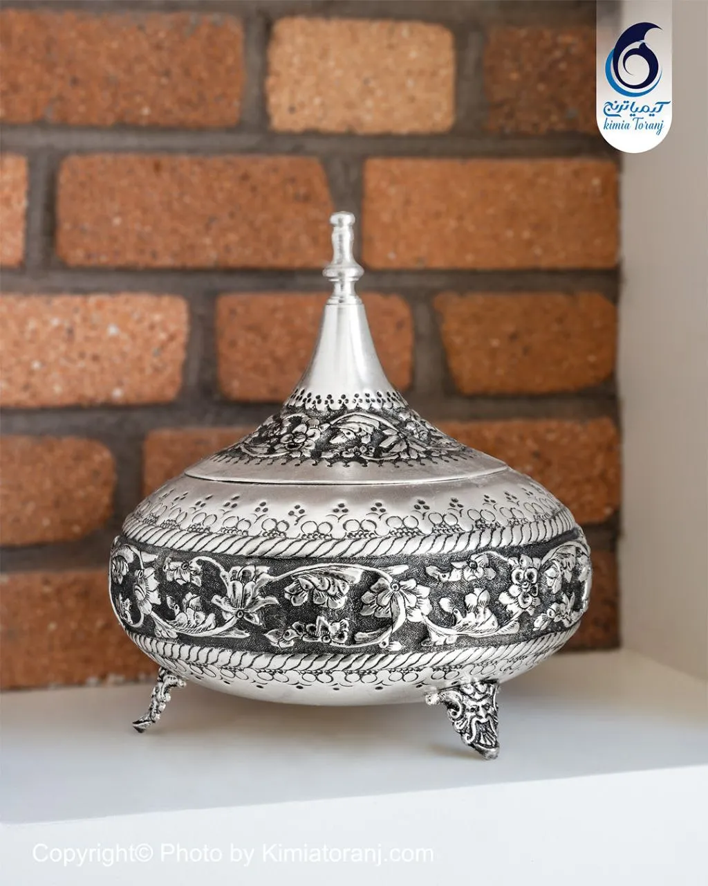 شکلات خوری عدسی شبه نقره قلم گل برجسته