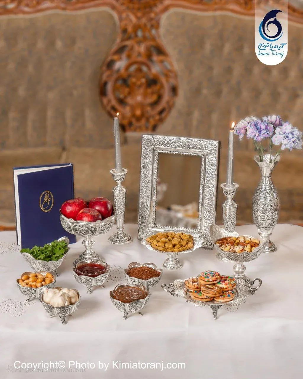 ست هفت سین شبه نقره قلمزنی اسلیمی