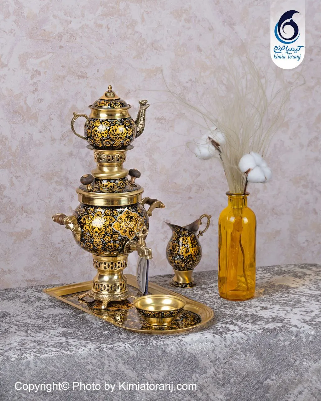 سرویس سماور زرینه ۱ لیتر توپی برنجی