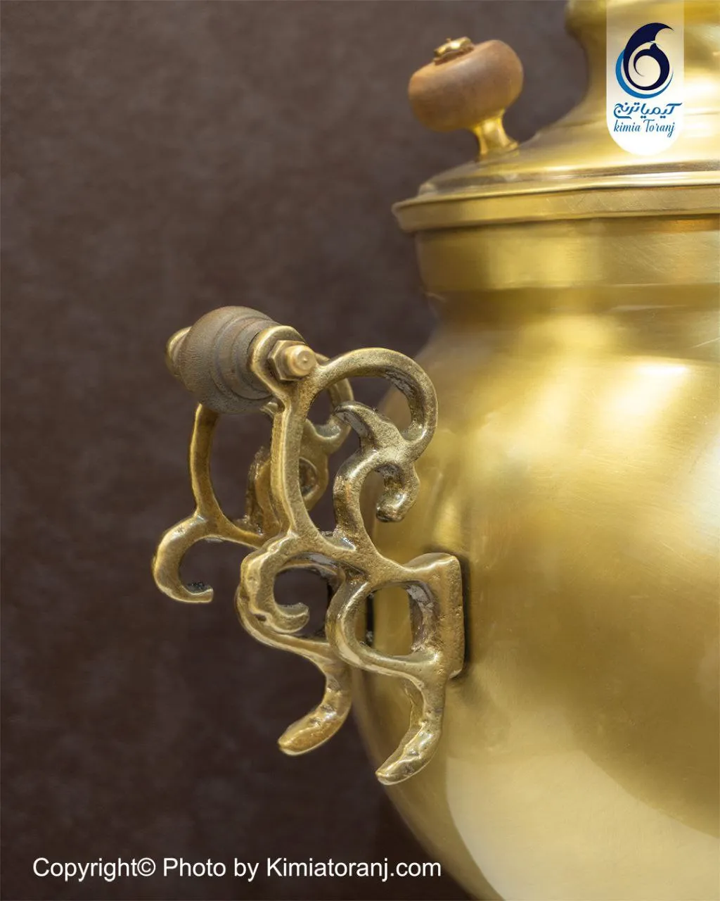 سماور زغالی 4 لیتری توپی ساده برنجی ضخیم