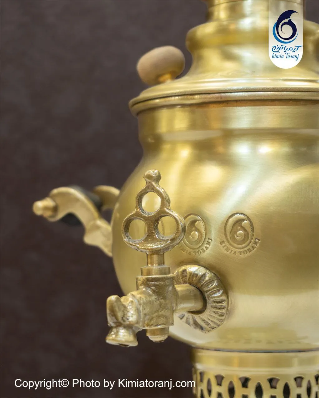 سماور زغالی 1 لیتری توپی ساده برنجی ضخیم