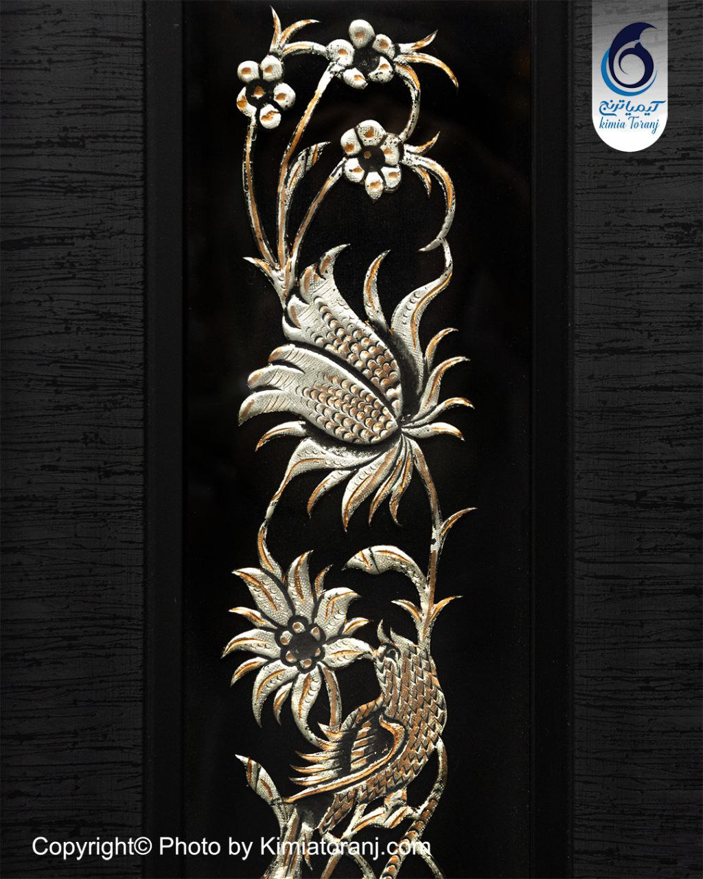 تابلو پی وی سی با پلاک قلمزنی گل ومرغ