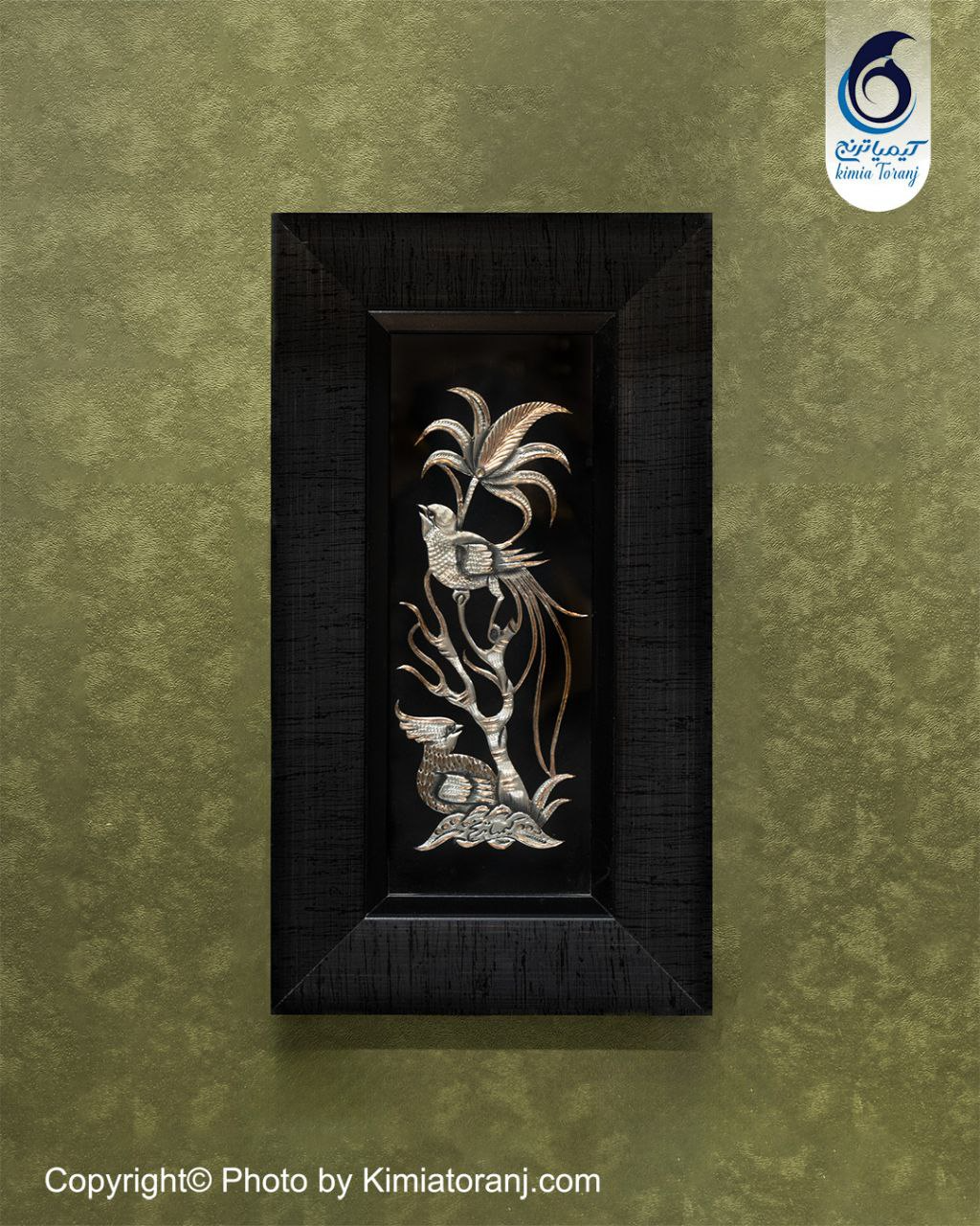 تابلو پی وی سی با پلاک قلمزنی گل و مرغ