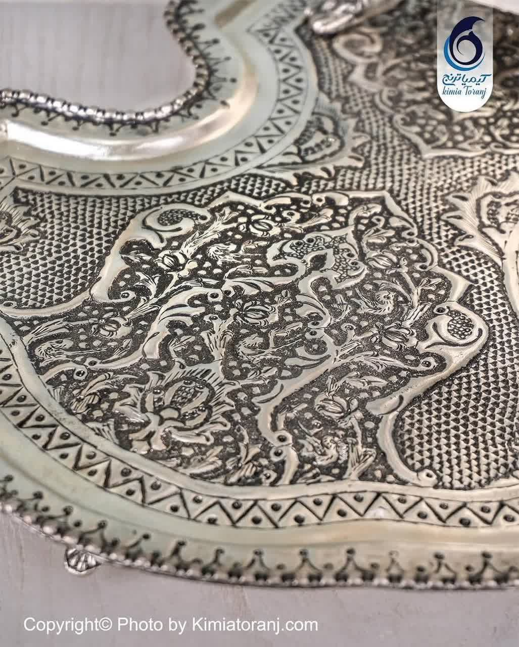 سماور 6 لیتری شبه نقره قلم گل و مرغ