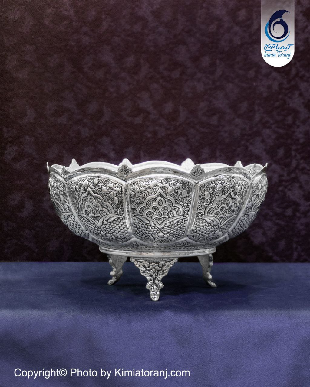 آجیل خوری شبه نقره سه پایه قلم اسلیمی