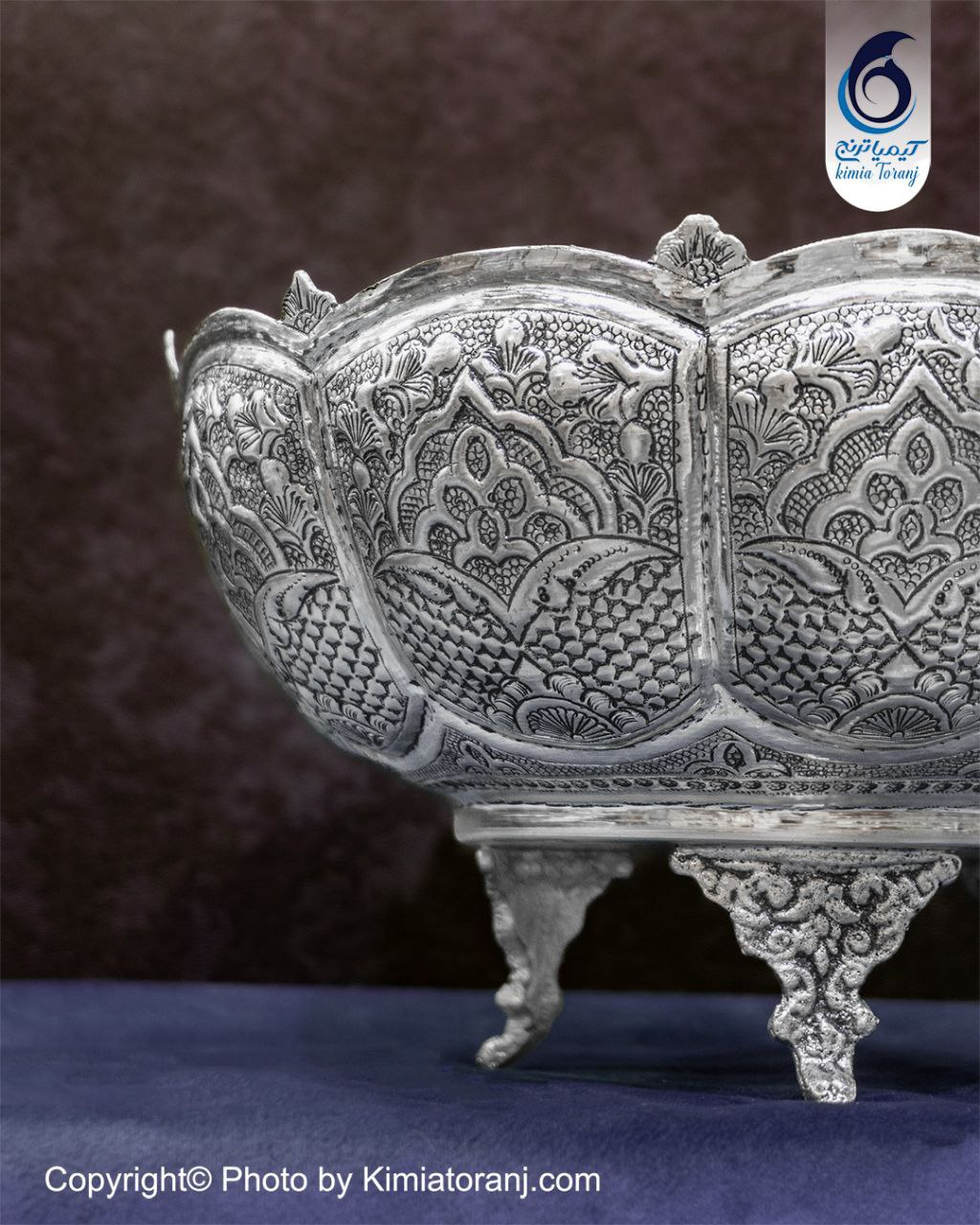 آجیل خوری شبه نقره سه پایه قلم اسلیمی