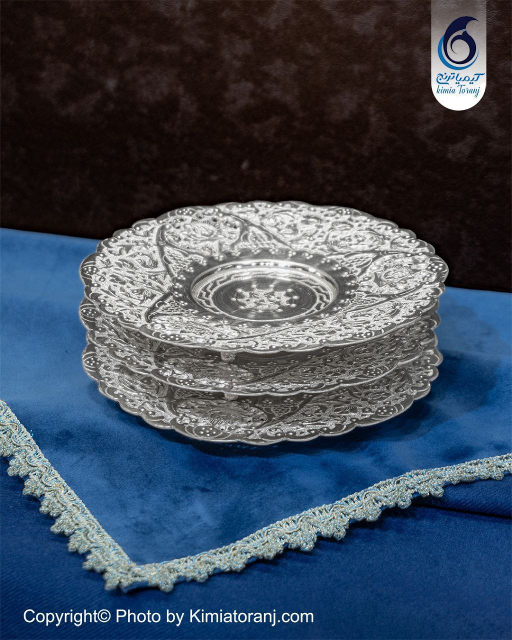 پیش دستی شبه نقره قلم گل و مرغ