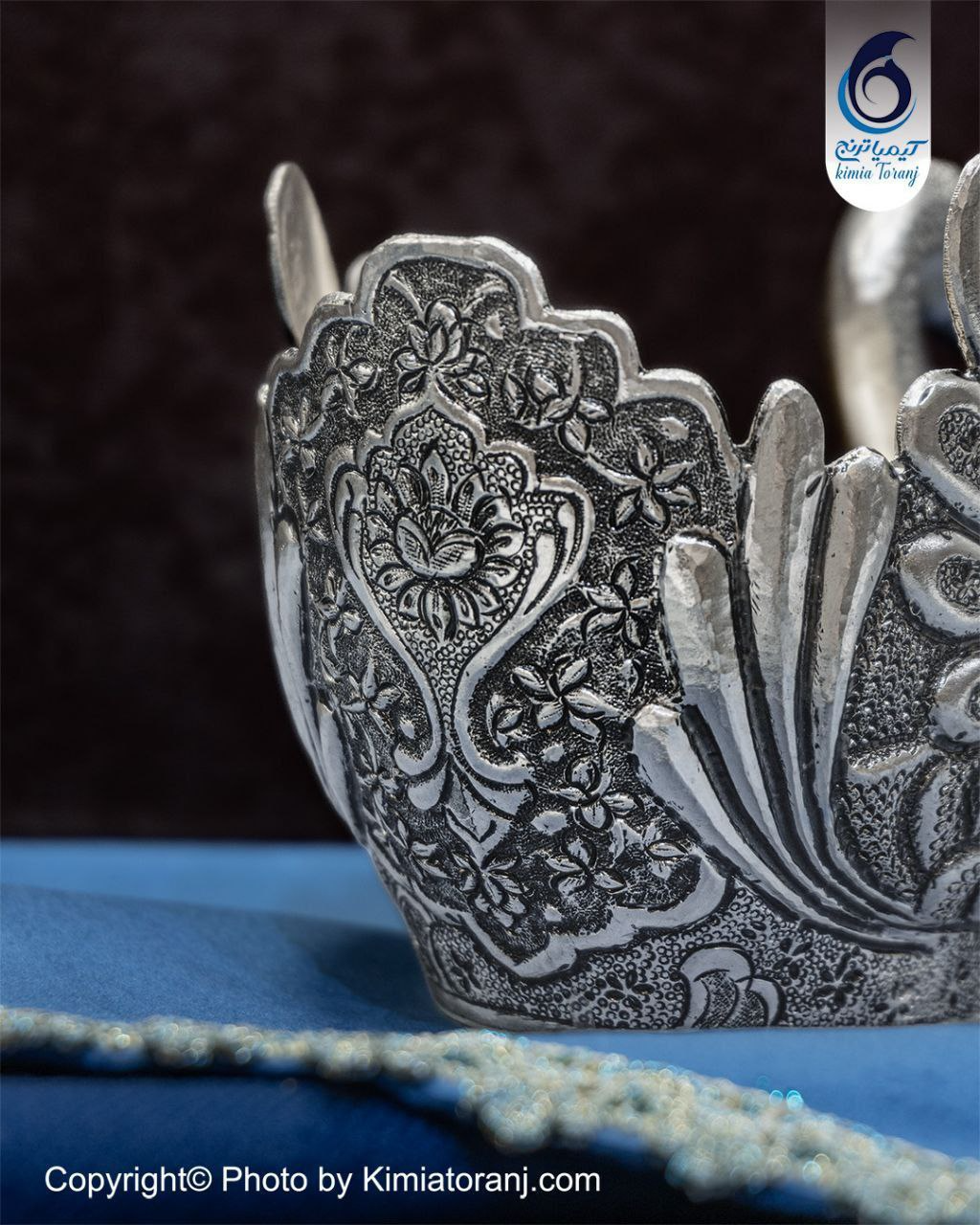 قو سایز 3 شبه نقره قلم گل و مرغ