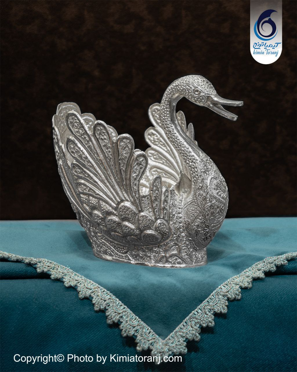 قو سایز 4 شبه نقره قلم گل و مرغ