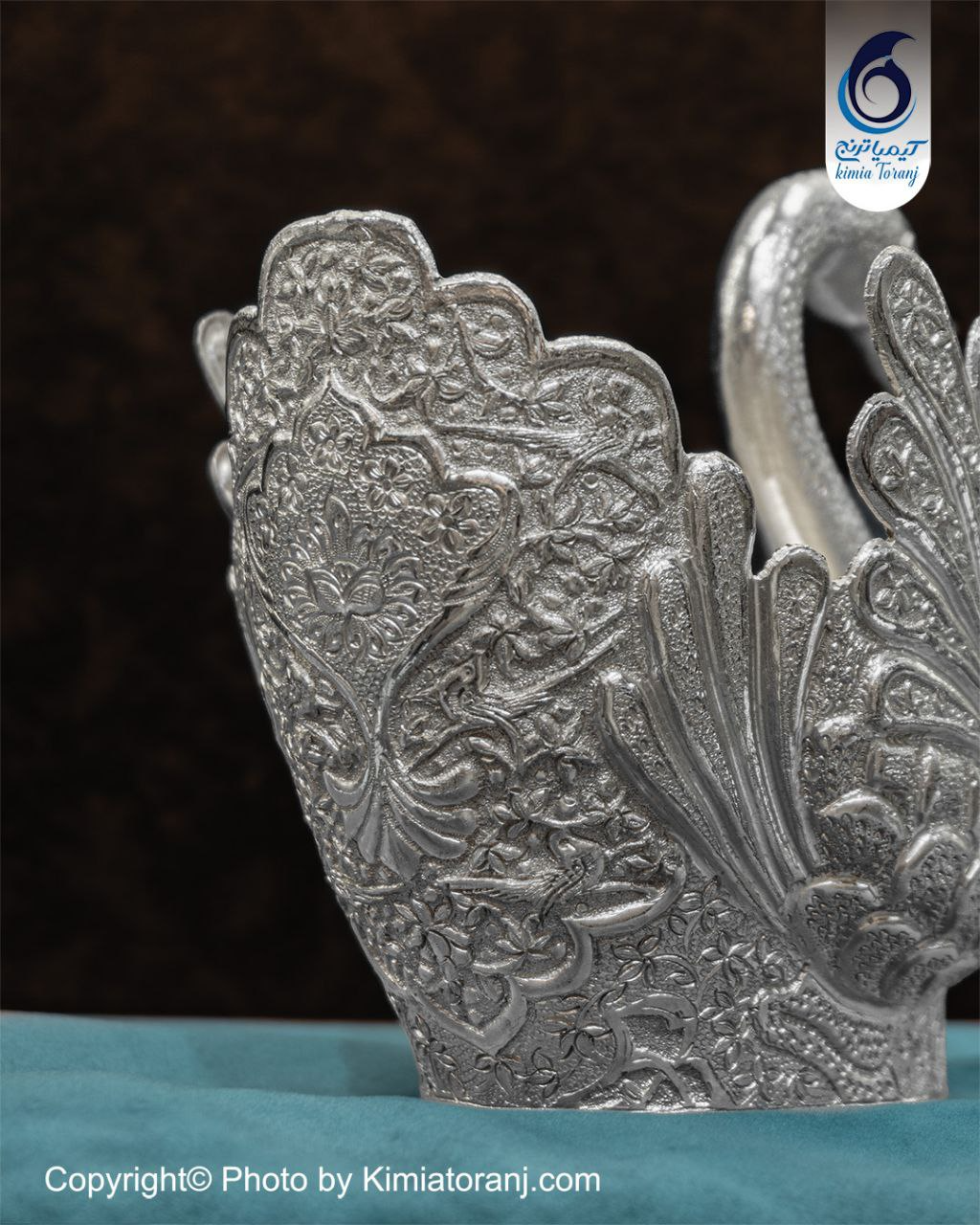 قو سایز 4 شبه نقره قلم گل و مرغ