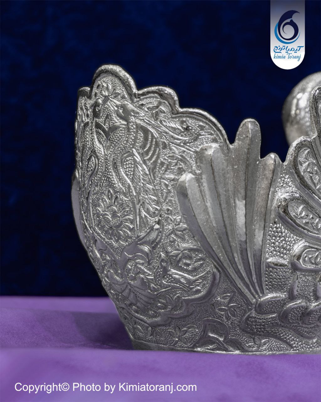 قو سایز 2 شبه نقره قلم گل و مرغ