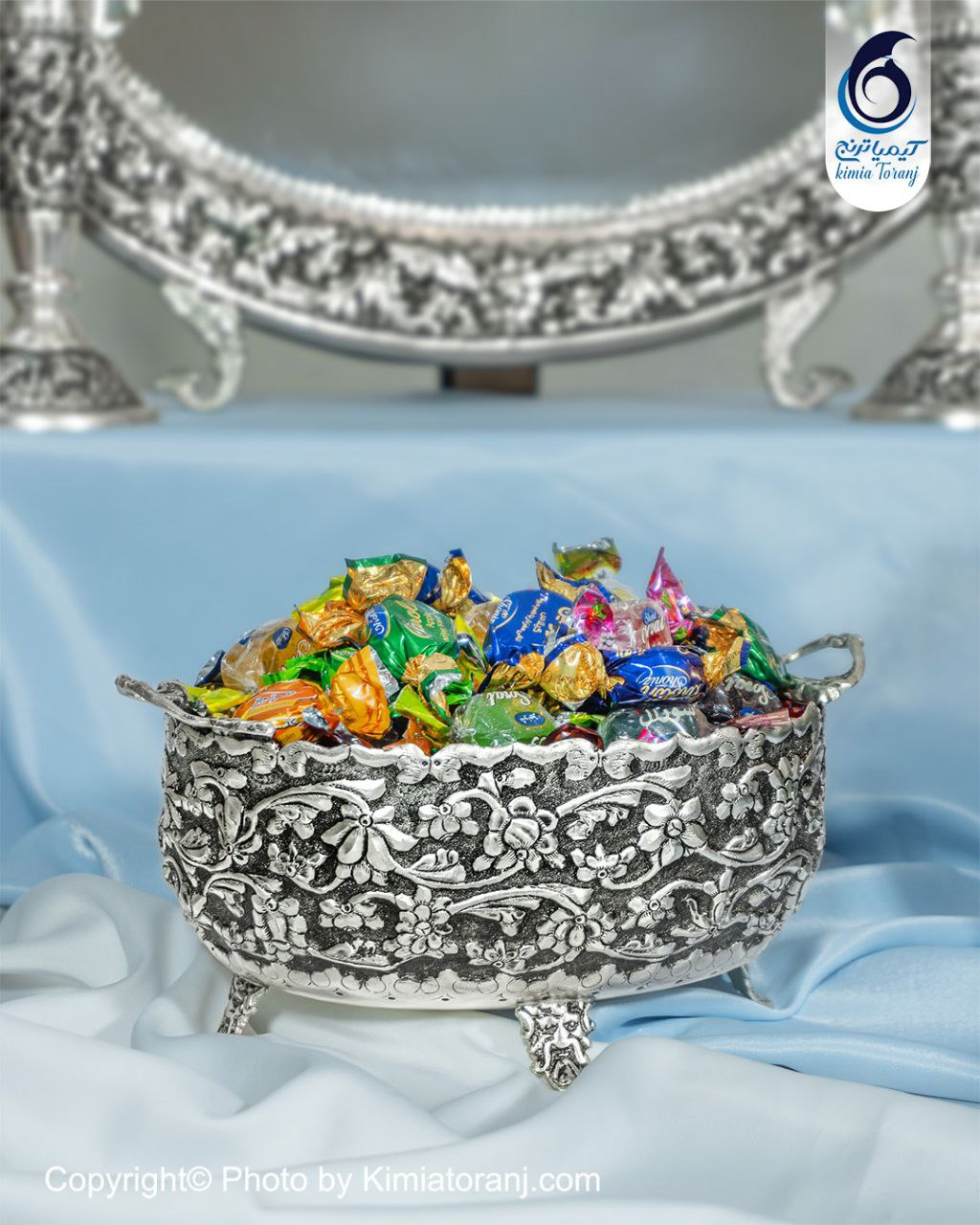 ست پذیرایی شبه نقره قلم گل برجسته