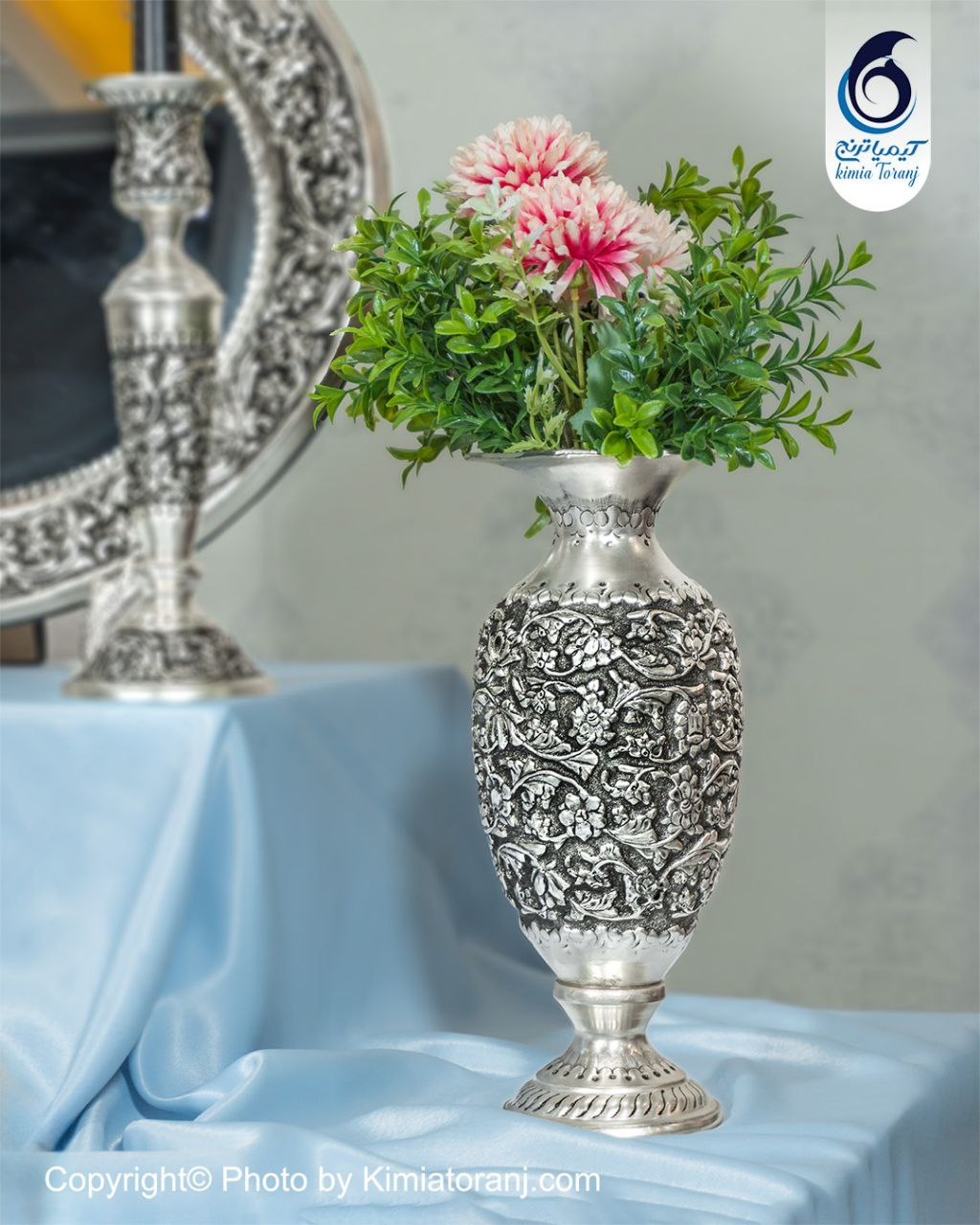 ست پذیرایی شبه نقره قلم گل برجسته