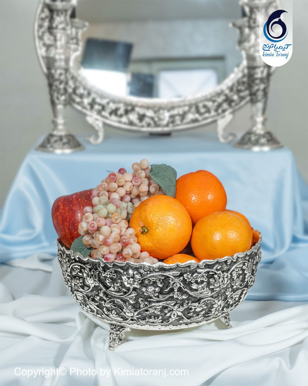 ست پذیرایی شبه نقره قلم گل برجسته