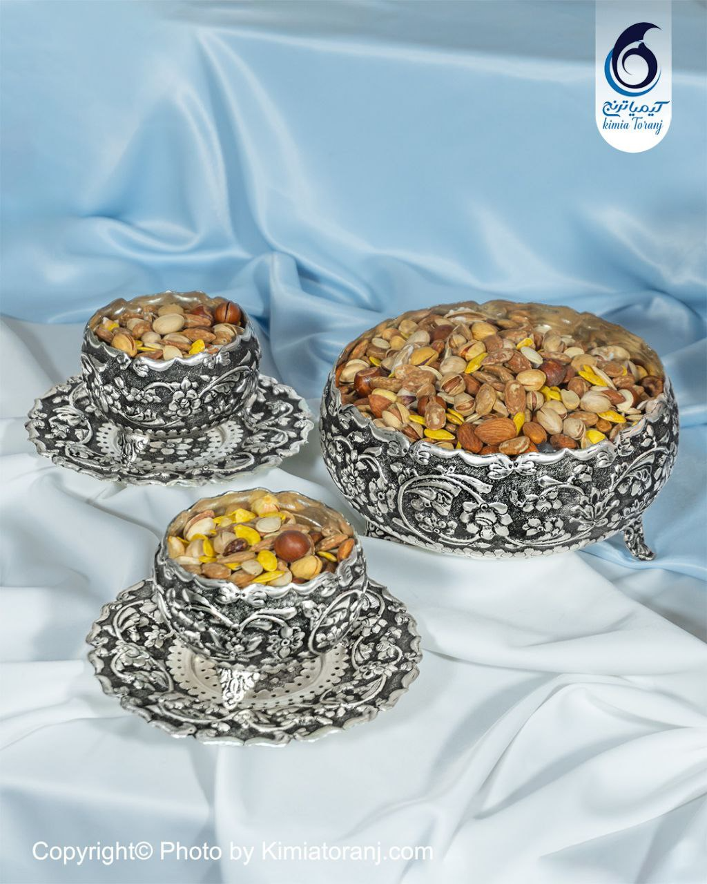 ست پذیرایی شبه نقره قلم گل برجسته