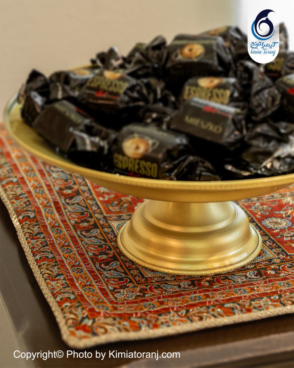 شیرینی خوری  تک پایه برنجی