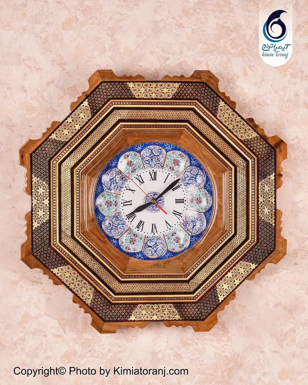 ساعت خاتم کاری هشت ضلعی با صفحه مینا