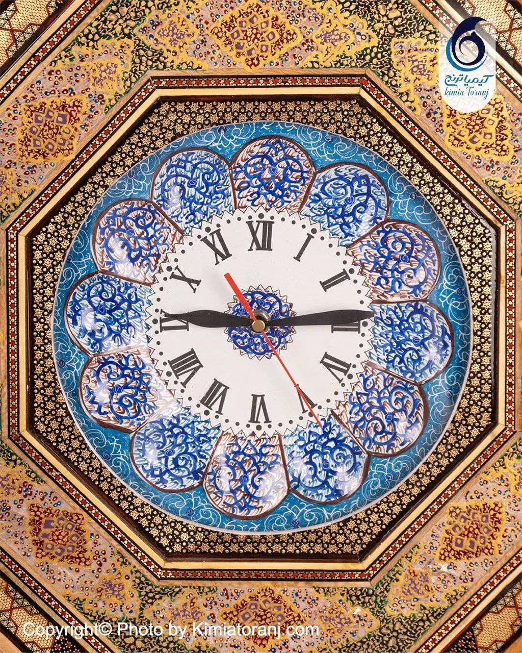 ساعت خاتم کاری هشت ضلعی با صفحه مینا