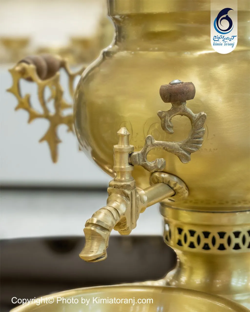 سرویس سماور ذغالی 6 لیتری عدسی ساده برنجی ضخیم