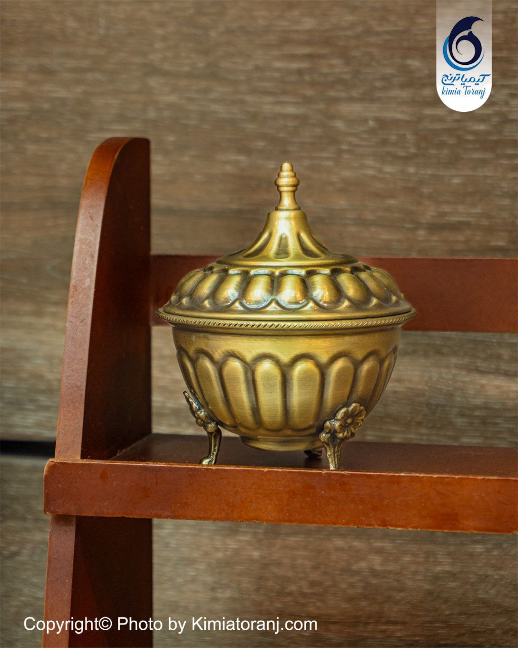 قندان کوچک سه پایه خطی برنجی