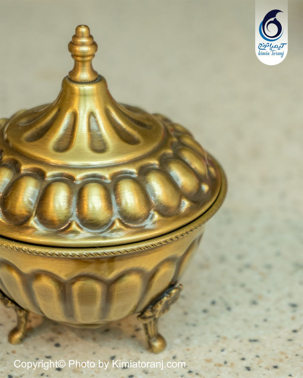 قندان کوچک سه پایه خطی برنجی