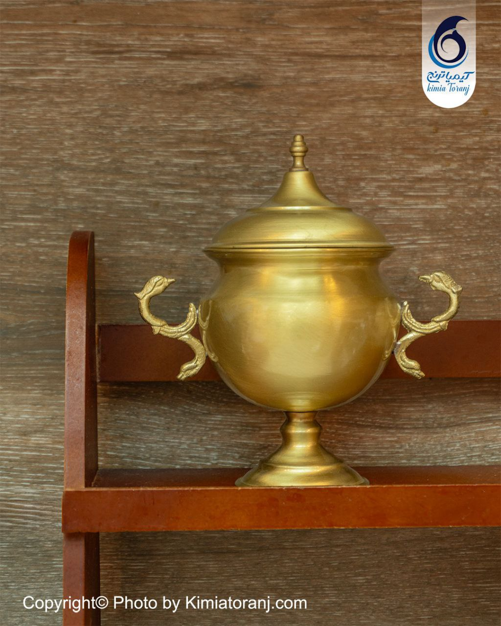 قندان کلوزه ای تک پایه دسته دار ساده برنجی