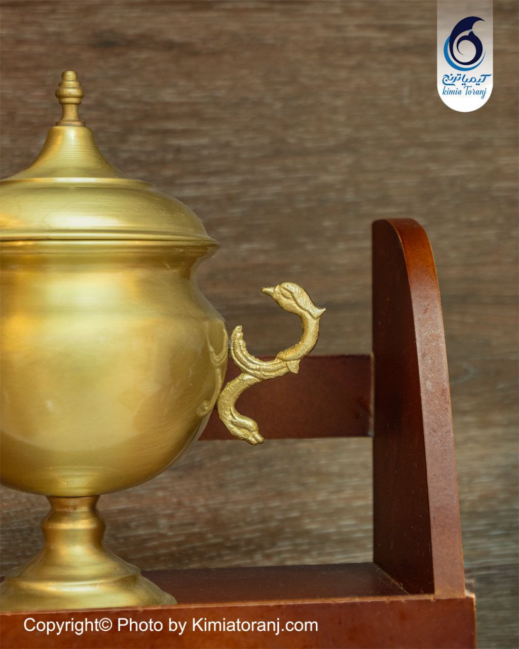 قندان کلوزه ای تک پایه دسته دار ساده برنجی