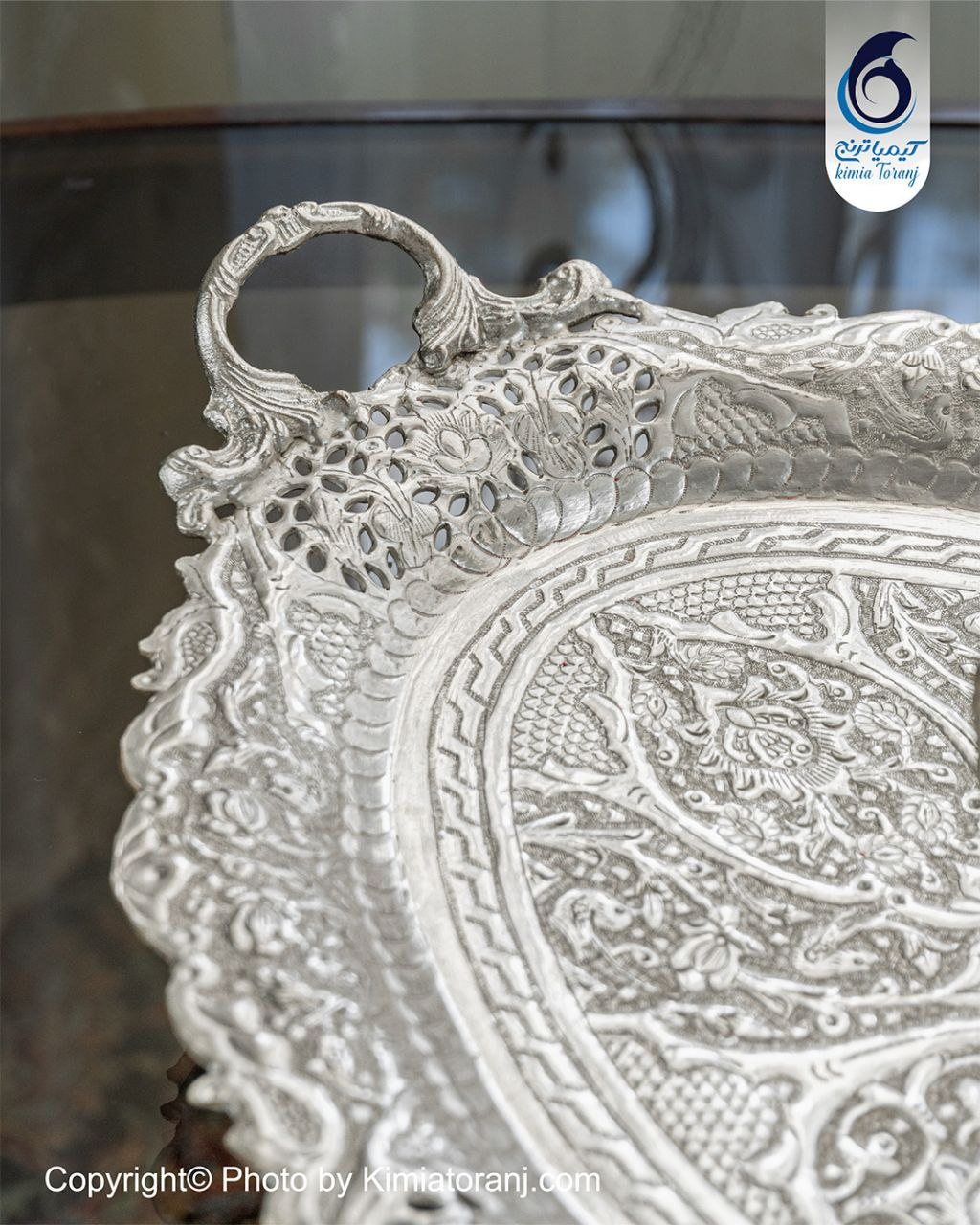 ست چایخوری 2 نفره شبه نقره قلم گل و مرغ