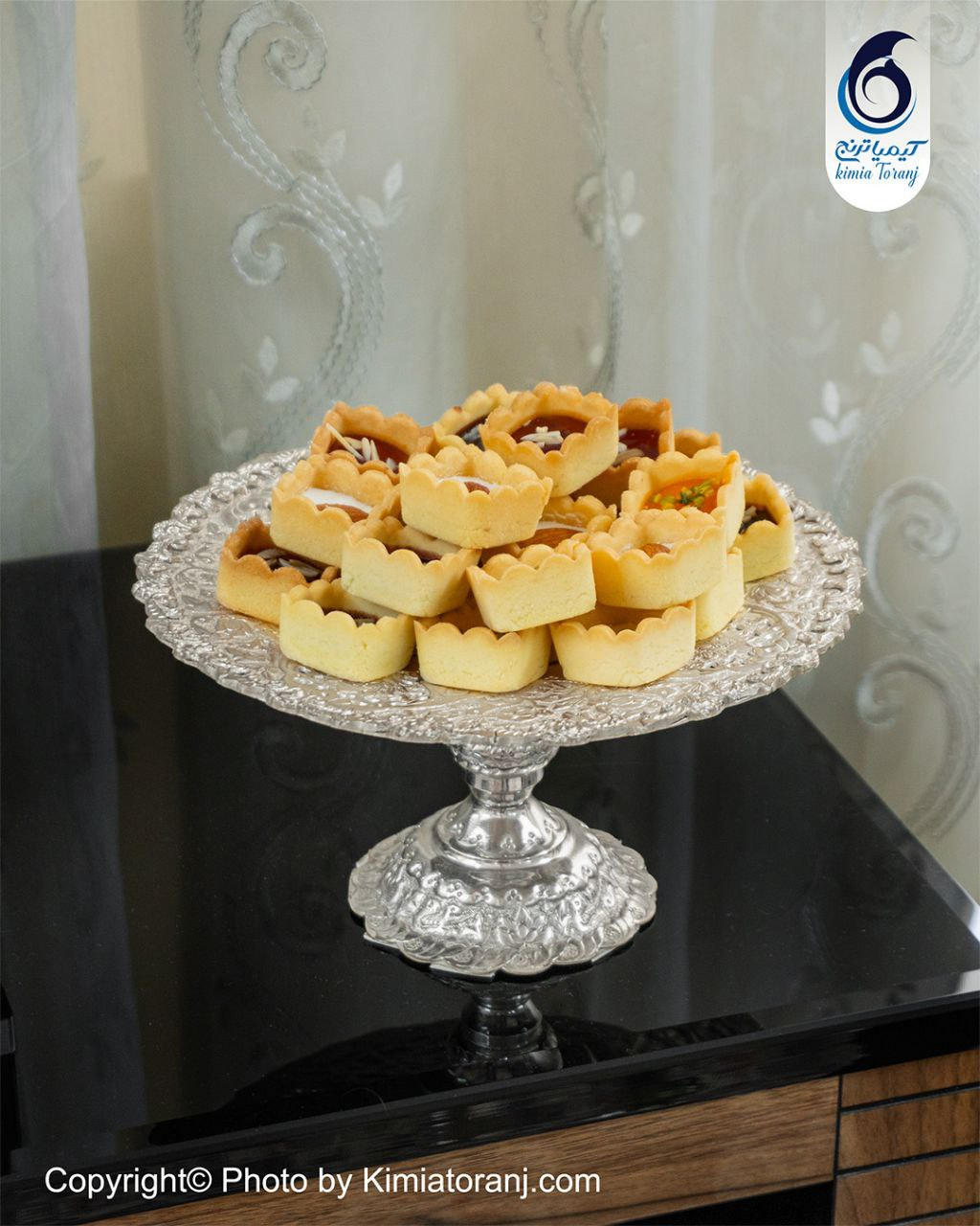 شیرینی خوری شبه نقره تک پایه قلم گل و مرغ