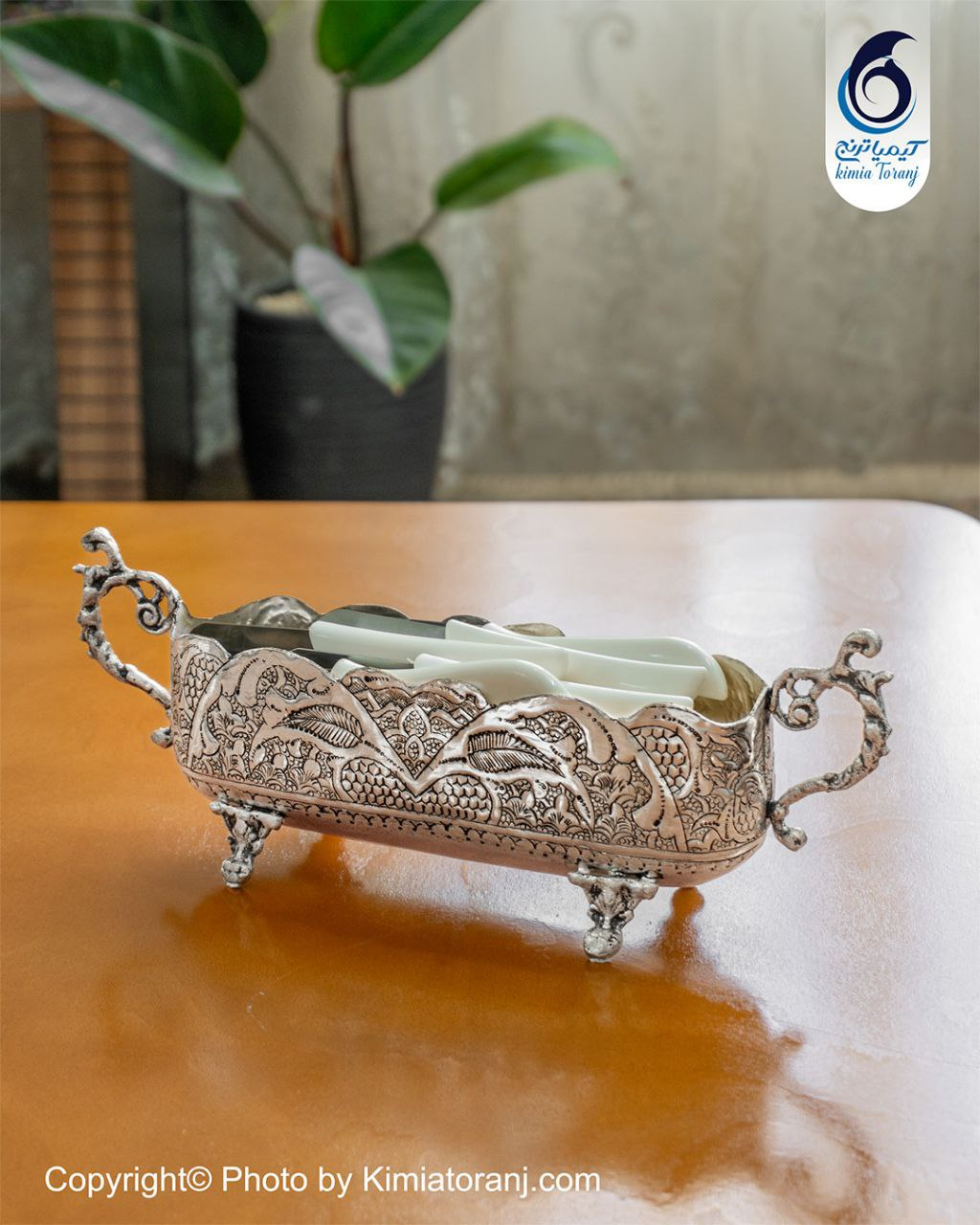 جا قاشق چنگالی شبه نقره قلم اسلیمی