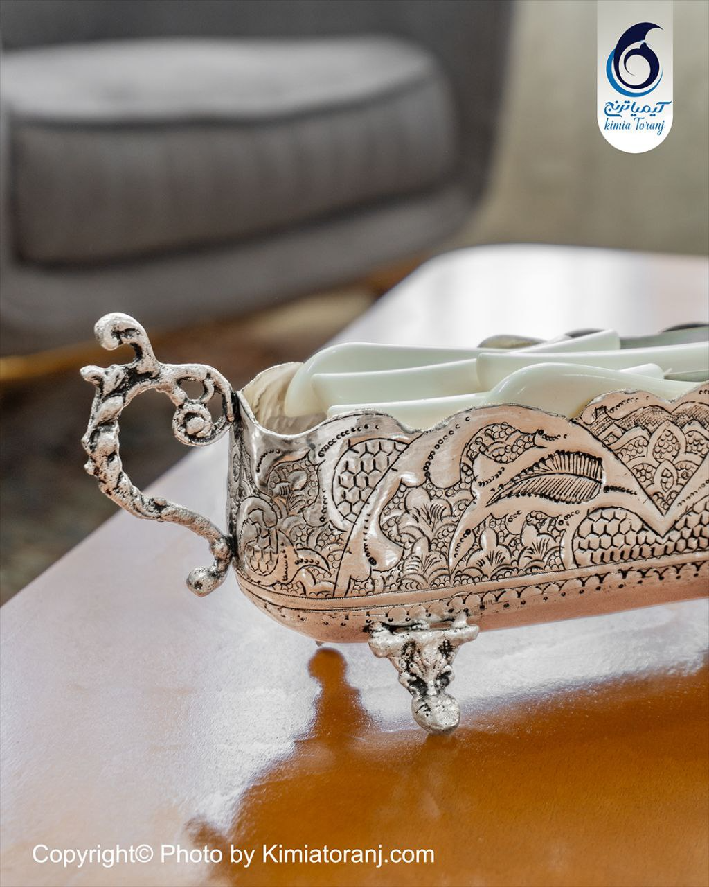 جا قاشق چنگالی شبه نقره قلم اسلیمی