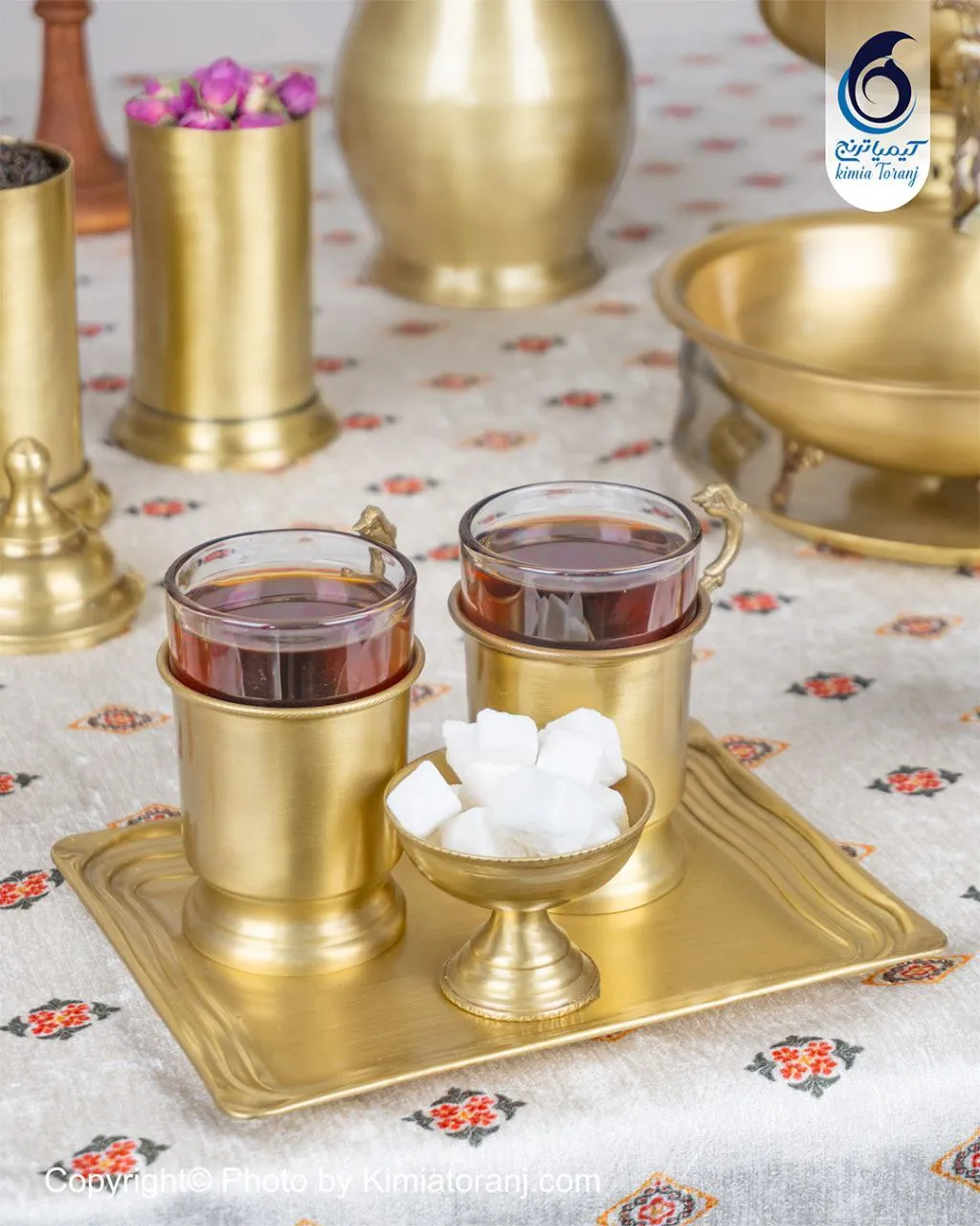 ست چایخوری دونفره ساده  برنجی ضخیم