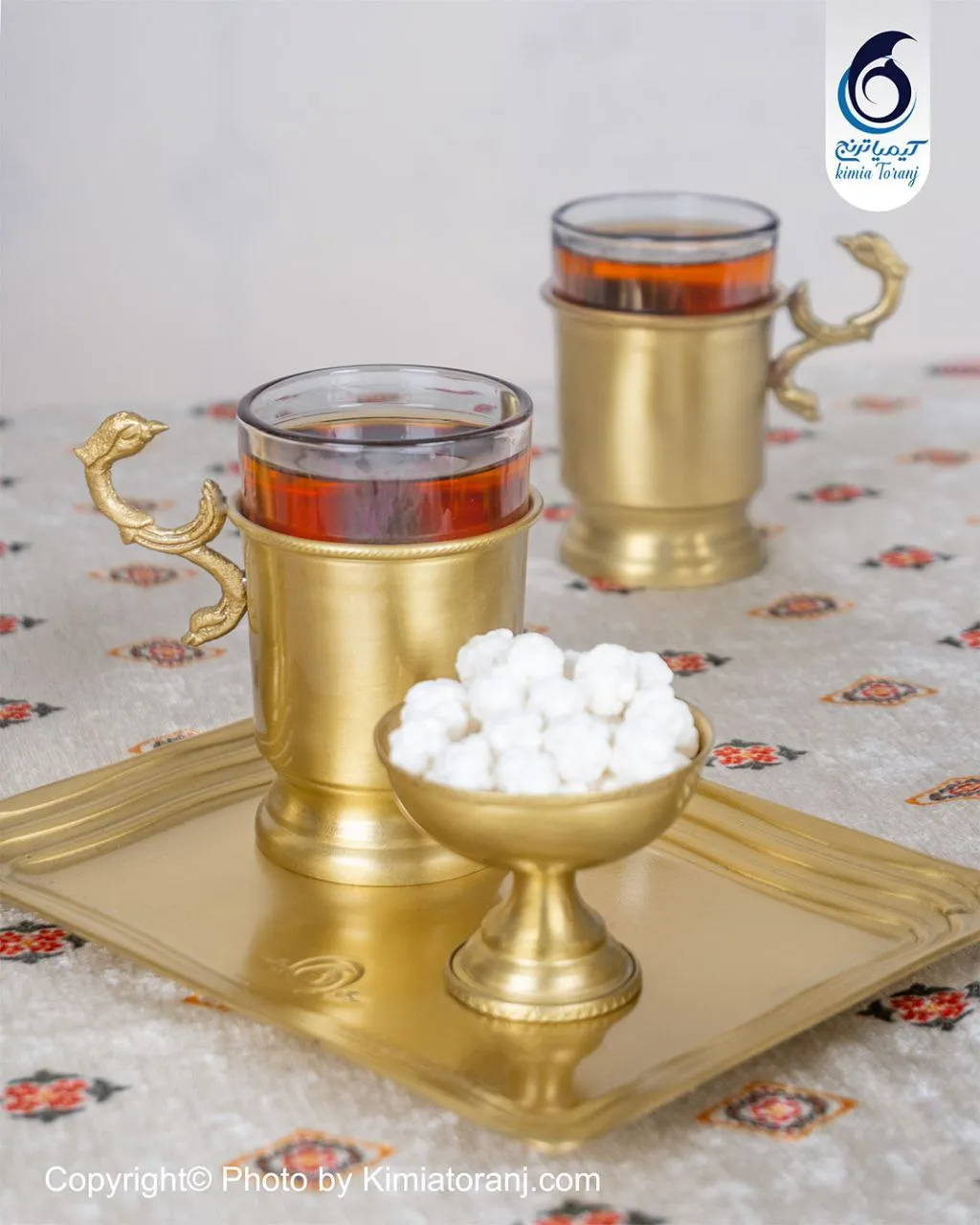 ست چایخوری دونفره ساده  برنجی ضخیم