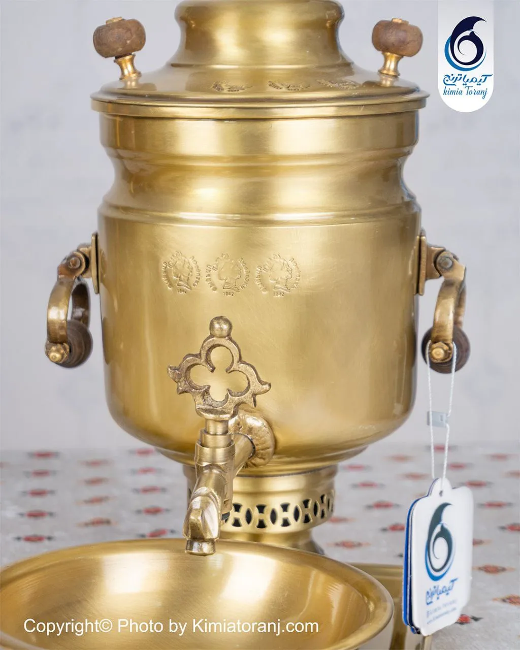 سرویس سماور ذغالی ۳ لیتری استوانه برنجی ضخیم