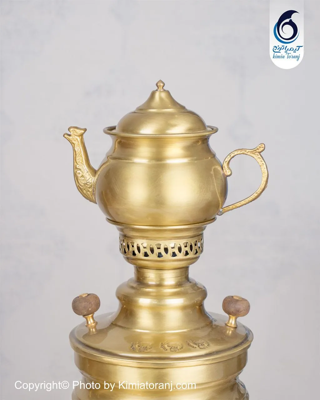 سرویس سماور ذغالی ۳ لیتری استوانه برنجی ضخیم
